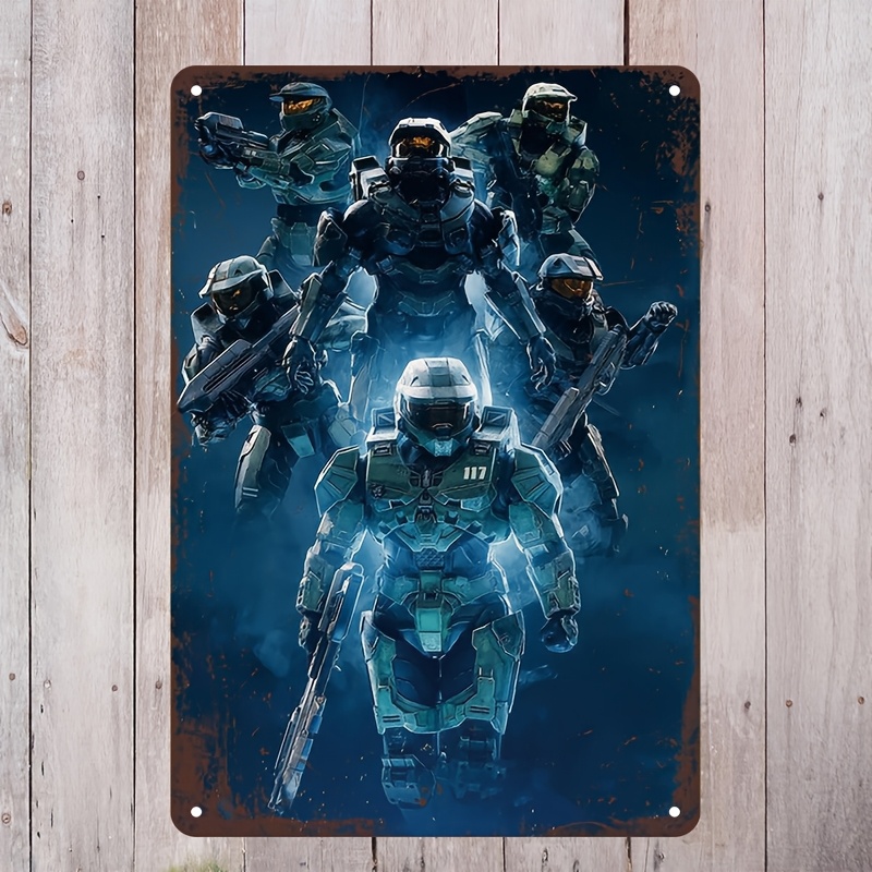 Interior Design Game - Papan Seni Dinding Logam Terinspirasi Halo,