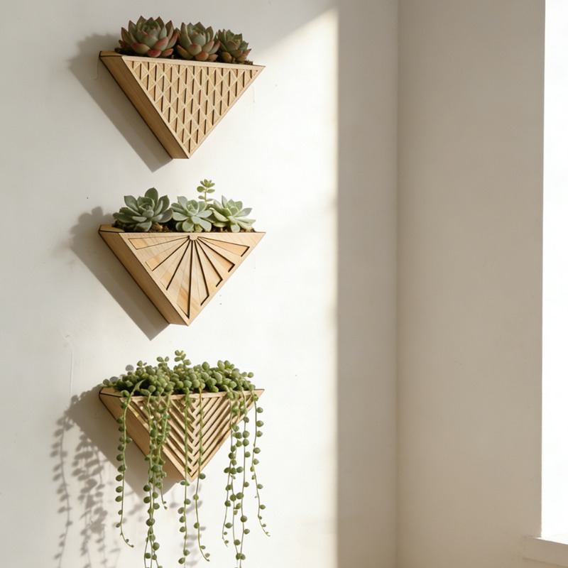 Geometric Shelf Triangle - 1pcs Rak Gantung Dinding Kayu Ringan