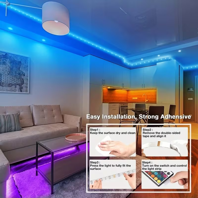 Strip Lampu LED RGB 1-20M deng - Interior Design Tv Room ulasan dan harga