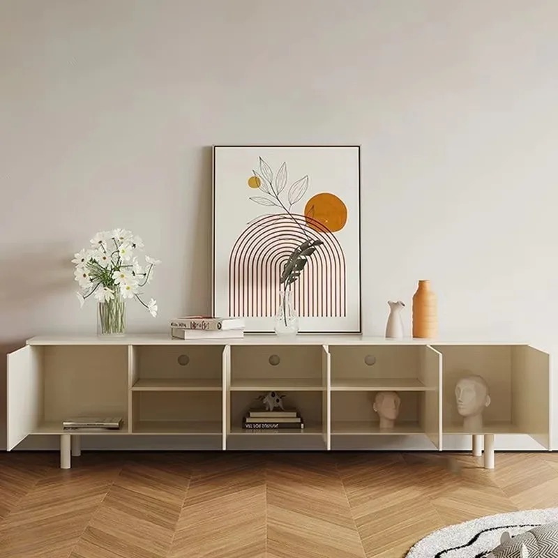 Meja TV Putih Mewah Penyimpana - Interior Design White And Wood ulasan dan harga