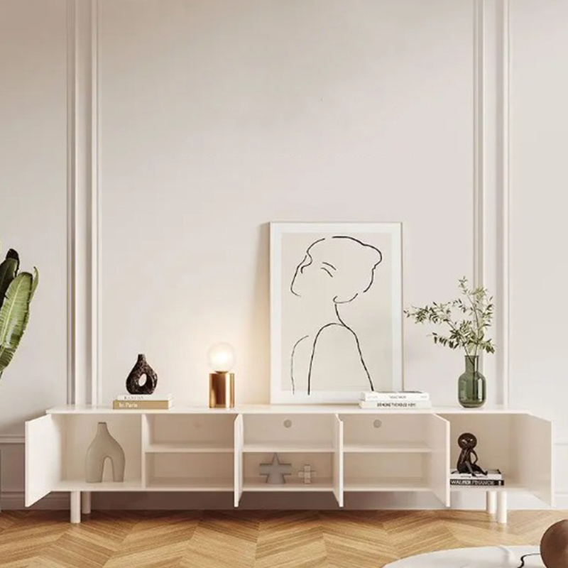 Meja TV Putih Mewah Penyimpana - Interior Design White And Wood ulasan dan harga
