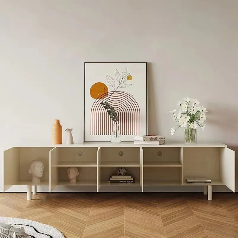 Meja TV Putih Mewah Penyimpana - Interior Design White And Wood ulasan dan harga