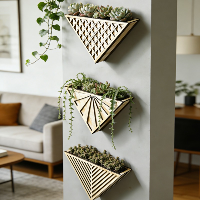 1pcs Rak Gantung Dinding Kayu  - Geometric Shelf Triangle ulasan dan harga