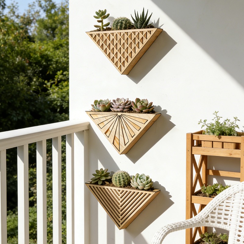 1pcs Rak Gantung Dinding Kayu  - Geometric Shelf Triangle ulasan dan harga